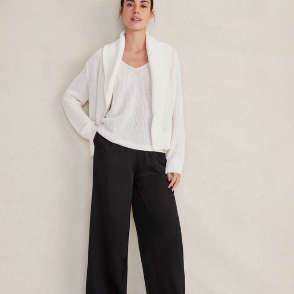 Haven Well Within Organic Cotton Linen Shawl Collar Cardigan Off White Size XL